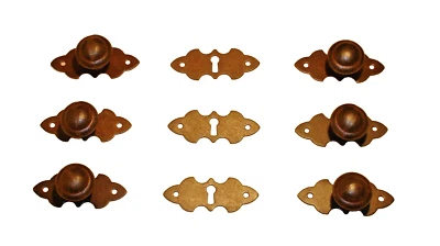 Möbelknopf 6 Stück, Größe 24 mm,  plus 3 Schlüsselschilder Oberfläche Rost-Antik - Bild 1 von 2