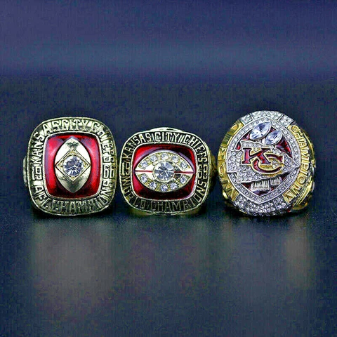 3 Pcs Collectors Kansas City Chiefs KCC Rings Football Super Bowl Champions Set Cover