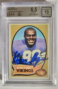 1970 Topps Alan Page autografata firmata BGS HOF Rookie Card RC BAS 6.5 10 - Foto 1 di 2