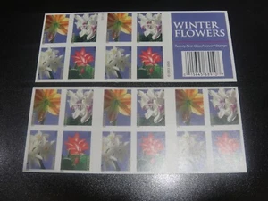 USA 2014 Sc#4863-65b Winter Flower FOREVER Stamp Imperf Booklet Pane of 20 MNH - Picture 1 of 1