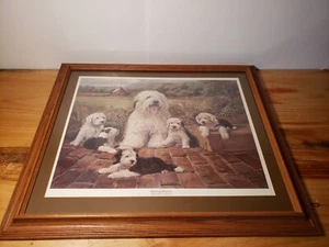 "Watching Mama Old English Sheepdog" signed. #551/999 by Louise Lopina ~COA~ - Foto 1 di 11
