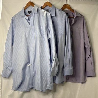 批量 3 件 Jos A Banks 男式衬衫 18-36 旅行者系列纽扣阅读 — 第 1/4 张图片
