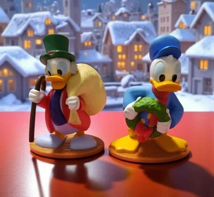 Disney Donald Duck & Scrooge McDuck Christmas Figurines Collectible Pair - Picture 1 of 7
