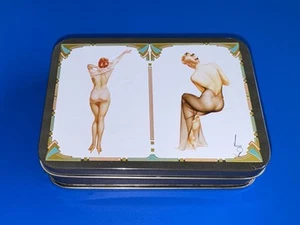 Carte da gioco ALBERTO VARGAS ESQURE 1987 rare pinup ristampa in scatola di latta, 2 MAZZI - Foto 1 di 4