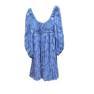 Vestido plisado maternidad azul aciano diseño ASOS talla 2 forrado manga larga - Imagen 1 de 3