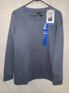 Sudadera para mujer Mondetta suave cuello redondo azul talla L. bolsillo canguro nueva con etiquetas - Imagen 1 de 3