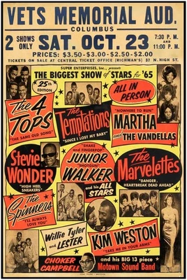 MOTOWN LEGENDS 1965 COLUMBUS CONCERT VINTAGE MUSIC HISTORY POSTER - Image 1 of 2
