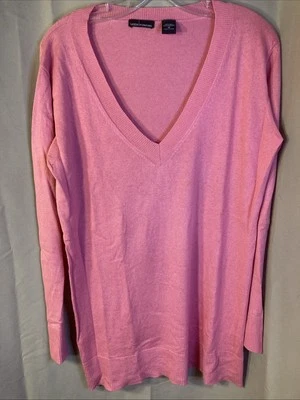 Suéter túnica VS Moda International rosa cuello en V seda cachemir manga larga mediano Foto 1 de 3