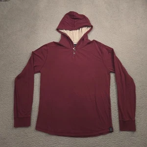 Lucky Brand Men’s Hoodie Medium Burgundy Maroon Long Sleeve Henley Stretch - Picture 1 of 9