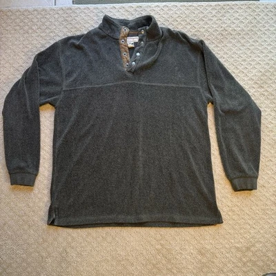 Vintage Men's Norm Thompson 1/2 Button Fleece Pullover Olive Green Size L - Image 1 of 4