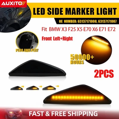 Marcador lateral dinâmico âmbar fumê LED luz de seta*2 para sinal BMW X3 X5 X6 - Imagem 1 de 4