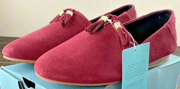 Zapato Deportivo Toms Kelli Pasas Gamuza Sin Cordones Plano Borgoña Para Mujer Talla 8 Foto 1 de 1