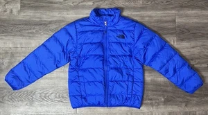 The North Face 550 Puffer Jacket Ragazzo Bambini Small S Piumino d'oca Grigio Cappotto Zip - Foto 1 di 6