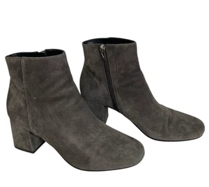 Via Spiga Suede Ankle Boots Gray Size 38.5 Zipper Block Heels - Picture 1 of 10