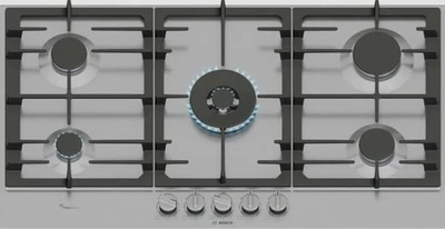 PIANO COTTURA 5 FUOCHI BOSCH 90cm INOX 1 RAPIDO GRIGLIE GHISA PCR9A5I90 - Immagine 1 di 4