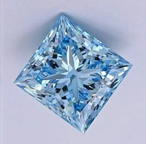 Diamante sfuso non riscaldato certificato 3 ct colore blu naturale 'D' VVS1 taglio principessa - Foto 1 di 4