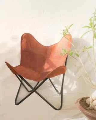 Top Quality Handmade Chair Leather Butterfly Genuine Brown New With Stand - Image 1 of 3