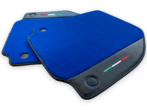 Blue Floor Mats For Ferrari F8 Spider With Carbon Leather Tailored Carpets - Picture 1 of 3