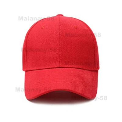Gorra de viaje para visera de sol tamaño ajustable material poliéster color rojo liso de béisbol Foto 1 de 3