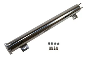 19" Stainless Steel Radiator Overflow Tank Chevy Ford GM HotRod Chevy Ford Mopar - Foto 1 di 2