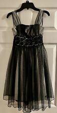 Girls Dress My Michelle Size 10 White/Gray & Black Tulle Overlay Party Holiday