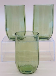 Vintage grüne Saftgläser gerippte Optik innen gerippt ca. 3,5" 3er Set MCM - Bild 1 von 9
