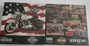 Lot Of 2 Springbok Harley Davidson Motorcycles 1000 Piece Puzzles 1998 - Picture 1 of 5
