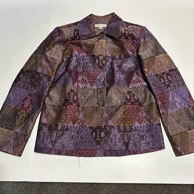 Vintage Coldwater Creek Geometric Patterned Four Button Blazer Jacket Sz Large - Image 1 of 4