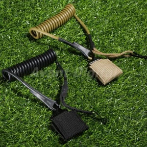 54cm Military Tactical Pistol Lanyard Spring Sling Handgun Secure Black/Khaki - Picture 1 of 8