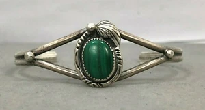 Indianer Stil Sterlingsilber Malachit Armreif Armband  - Bild 1 von 3