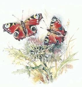 Butterfly Thistle Garden Select-A-Size Waterslide Ceramic Decals - Picture 1 of 3