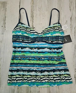 Nike Better World Tankini Top Sz 8 Blue Green - Picture 1 of 7