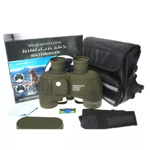 Rangefinder 10X50 binoculars Compass green Waterproof Hunting Bird Watching - Picture 1 of 7