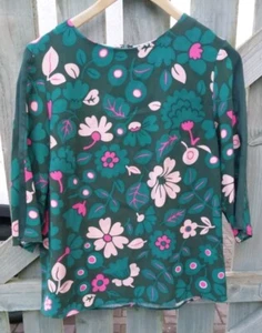 boden Green &Pink 3/4 Sleeve Top Size 10 - Picture 1 of 7