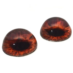 Pair High Dome Rich Deep Brown Half Sphere Glass Eyes for Taxidermy Jewelry Art - Picture 1 of 6