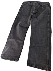 Wrangler RUSTLER Black Cotton Denim, Sz 38x29, JEANS Euc Straight leg - Picture 1 of 5