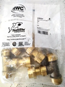 Bag of 3 Sharkbite #U462LF Push to Connect Brass Fittings 3/4" Tees - Picture 1 of 4