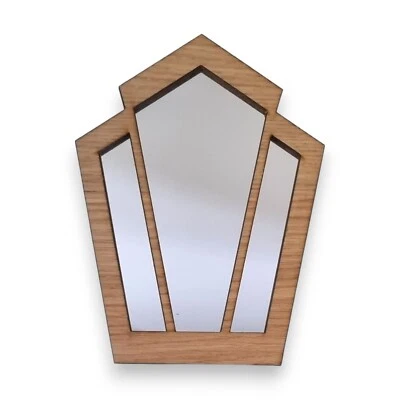 Pentagon Fan Art Deco Wooden Mirrors, Choice of Oak, Walnut or Cherry - Image 1 of 4