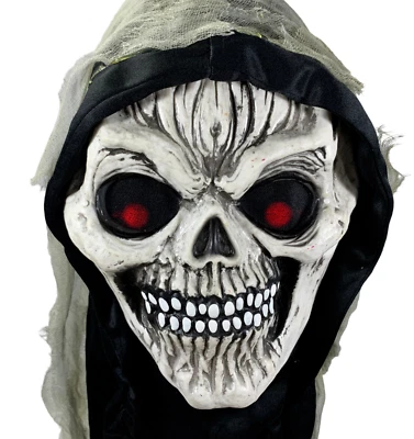 Skull Mask Hood Costume Light Up Eyes Fun World Skeleton Halloween Cosplay 8515 - Image 1 of 4