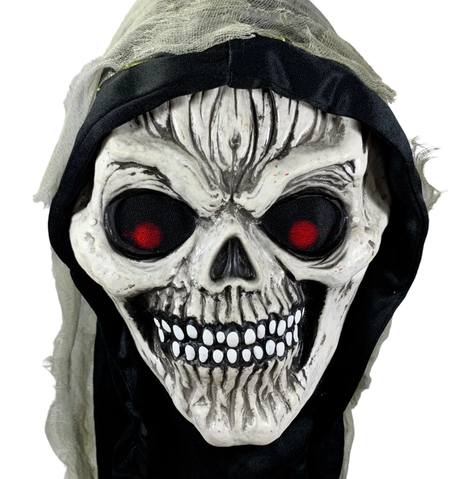 Skull Mask Hood Costume Light Up Eyes Fun World Skeleton Halloween Cosplay 8515 - Image 1 of 4