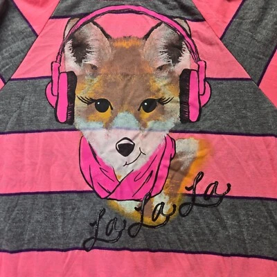 Self esteem La La La Wolf Pink Gray Hoodie Size Jr. L Large - Image 1 of 4