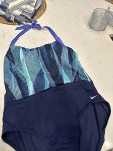 Navy Purple NIKE Women’s One-Piece Swim Suit XL EUC Worn Once Padded 14 16 18 - Picture 1 of 4