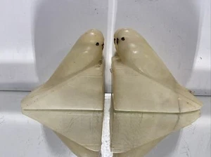 Bookends Pair Of RARE VTG. Art Deco Marble Egyptian Revival Budgie Bird Bookends - Picture 1 of 24