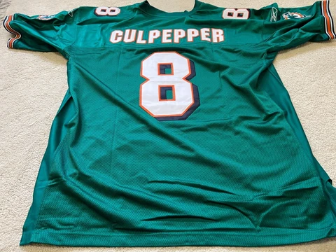 100% Authentic REEBOK MIAMI DOLPHINS JERSEY DAUNTE CULPEPPER #8 STITCHED SZ 56 Cover