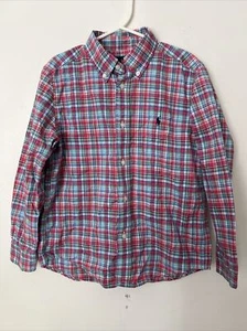Boys Ralph Lauren Button Down Shirt Size 7 Pink Green Blue Easter Natural Stretc - Picture 1 of 6