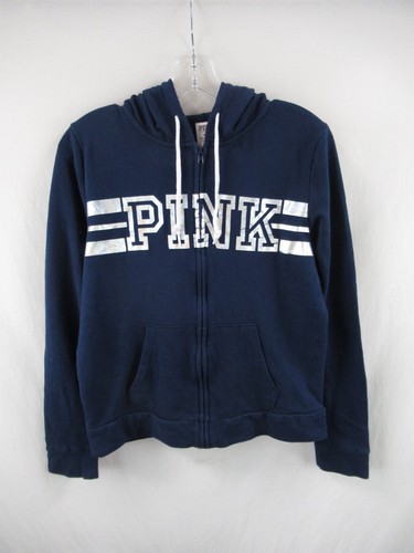 UNDERCOVER Felpa con cappuccio e zip intera Victoria's Secret ROSA donna blu navy taglia M #A818