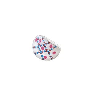 Plastic Polkadot Pink White Blue Statement Ring Size 7.5 - Picture 1 of 6