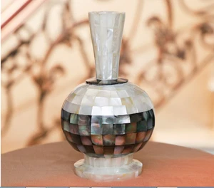 18" weiße Marmor Blumenvase Topf Intarsien Mopp Paua Muschel Dekor Zimmer Home Office Kunst - Bild 1 von 3