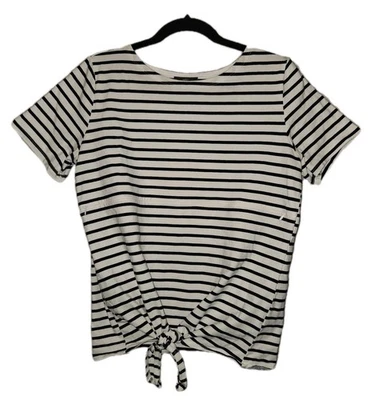 Nursing Queen Medium Blouse Black/White Striped Zipper Access Breastfeeding Top - Image 1 of 4