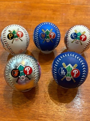 5 Phillies Series Match-Up Baseballs vs Dodgers,Pirates,Mets, Orioles and Royals - Image 1 of 4